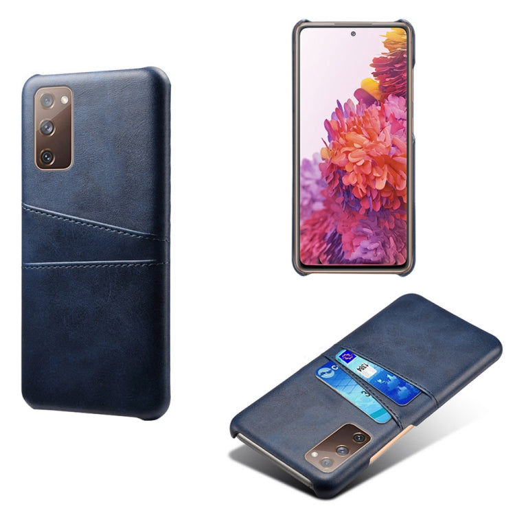 For Samsung Galaxy S20 FE 5G Calf Texture PC + PU Leather Back Cover Shockproof Case with Dual Card Slots