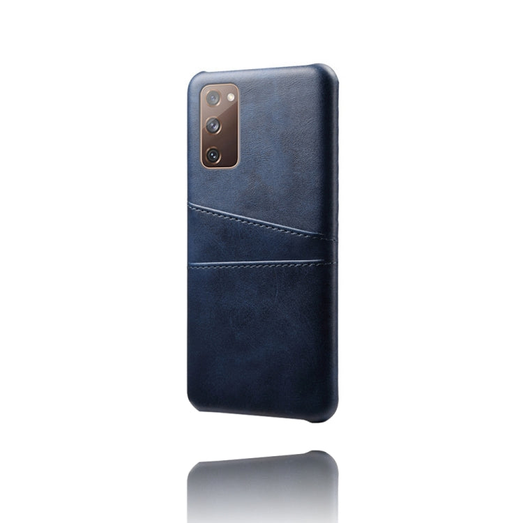 For Samsung Galaxy S20 FE 5G Calf Texture PC + PU Leather Back Cover Shockproof Case with Dual Card Slots