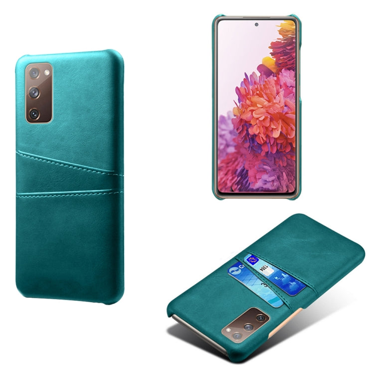 For Samsung Galaxy S20 FE 5G Calf Texture PC + PU Leather Back Cover Shockproof Case with Dual Card Slots