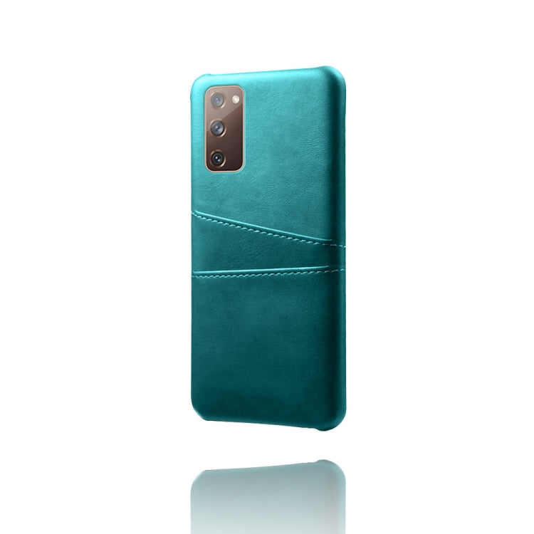 For Samsung Galaxy S20 FE 5G Calf Texture PC + PU Leather Back Cover Shockproof Case with Dual Card Slots