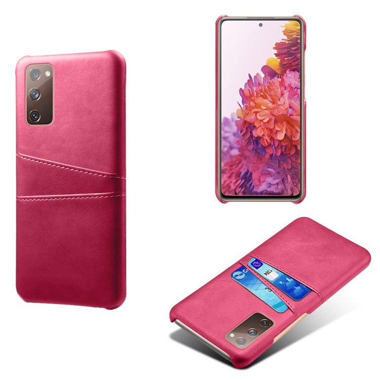 For Samsung Galaxy S20 FE 5G Calf Texture PC + PU Leather Back Cover Shockproof Case with Dual Card Slots