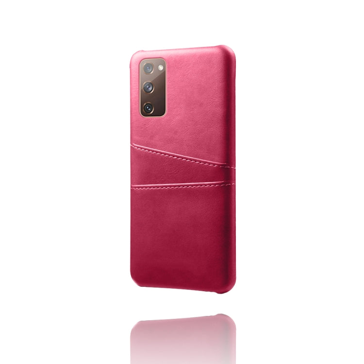 For Samsung Galaxy S20 FE 5G Calf Texture PC + PU Leather Back Cover Shockproof Case with Dual Card Slots