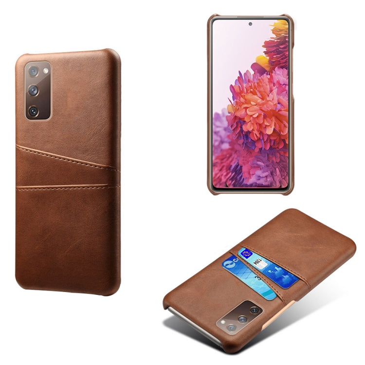 For Samsung Galaxy S20 FE 5G Calf Texture PC + PU Leather Back Cover Shockproof Case with Dual Card Slots