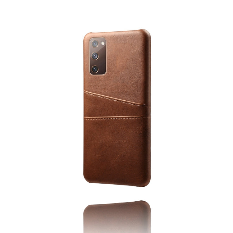 For Samsung Galaxy S20 FE 5G Calf Texture PC + PU Leather Back Cover Shockproof Case with Dual Card Slots