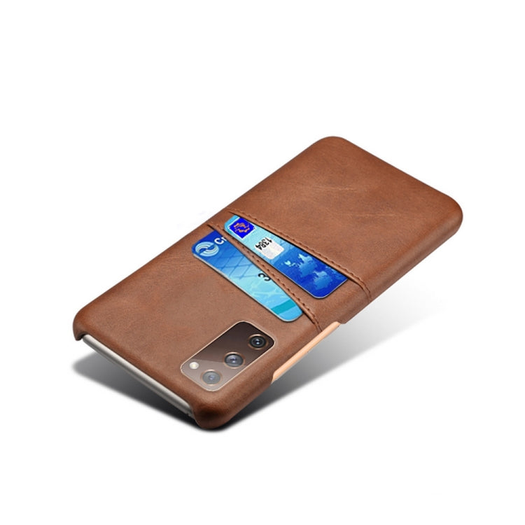 For Samsung Galaxy S20 FE 5G Calf Texture PC + PU Leather Back Cover Shockproof Case with Dual Card Slots