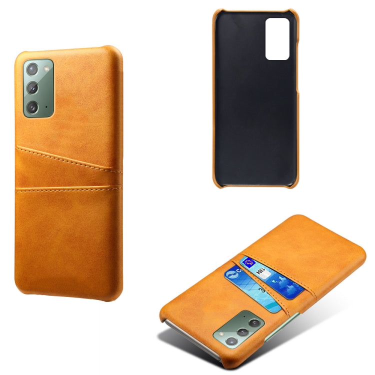 For Samsung Galaxy Note20 Calf Texture PC + PU Leather Back Cover Shockproof Case with Dual Card Slots