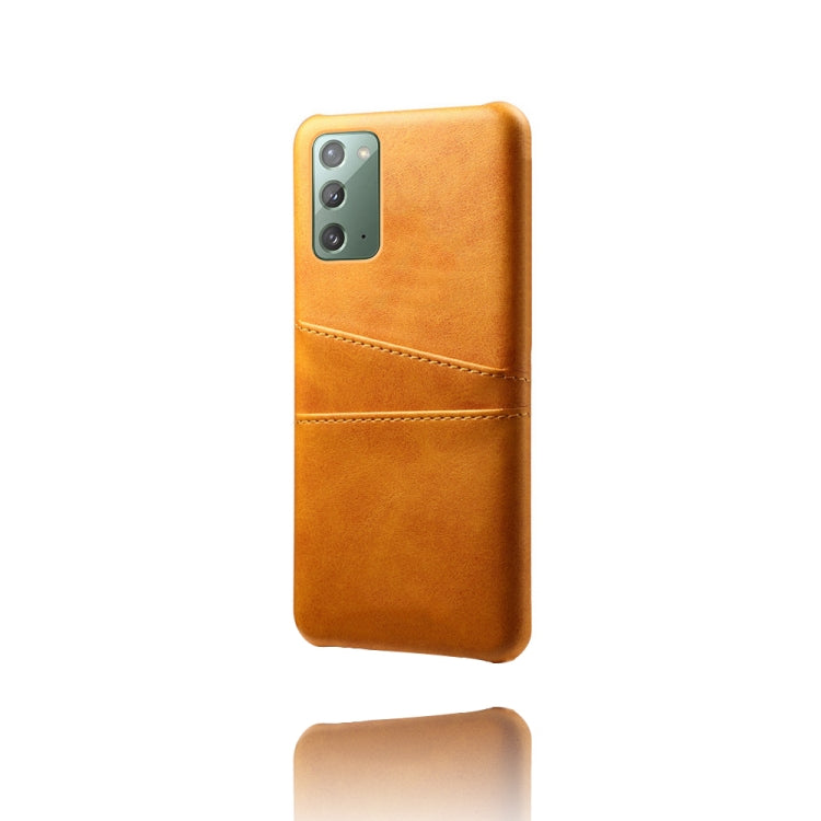 For Samsung Galaxy Note20 Calf Texture PC + PU Leather Back Cover Shockproof Case with Dual Card Slots