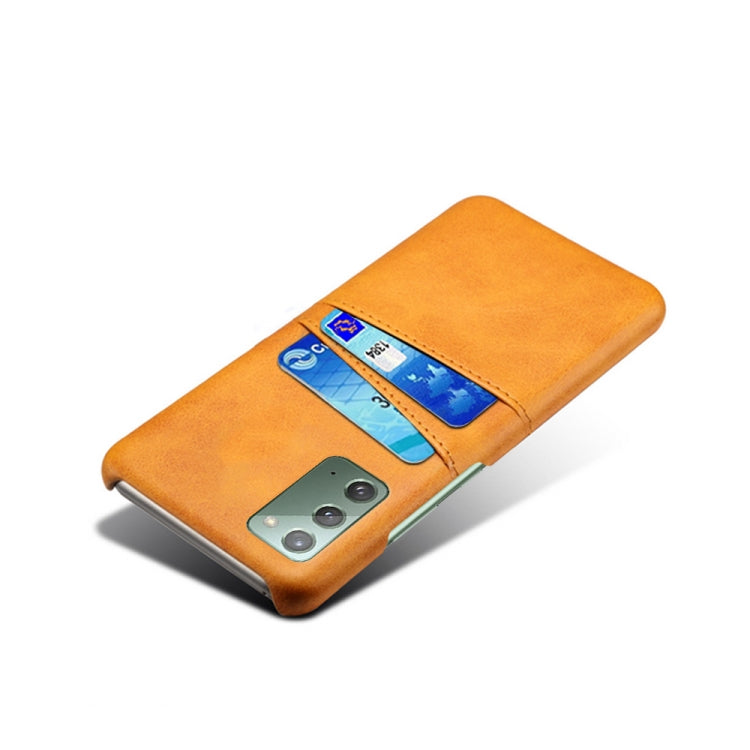For Samsung Galaxy Note20 Calf Texture PC + PU Leather Back Cover Shockproof Case with Dual Card Slots