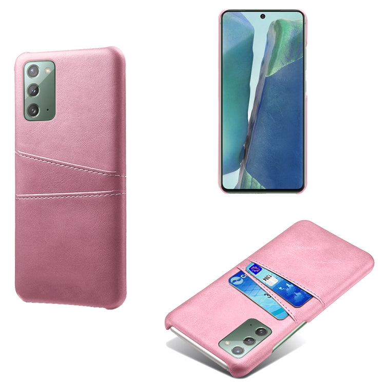 For Samsung Galaxy Note20 Calf Texture PC + PU Leather Back Cover Shockproof Case with Dual Card Slots