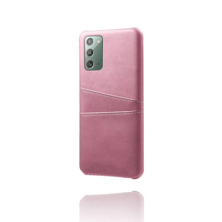 For Samsung Galaxy Note20 Calf Texture PC + PU Leather Back Cover Shockproof Case with Dual Card Slots