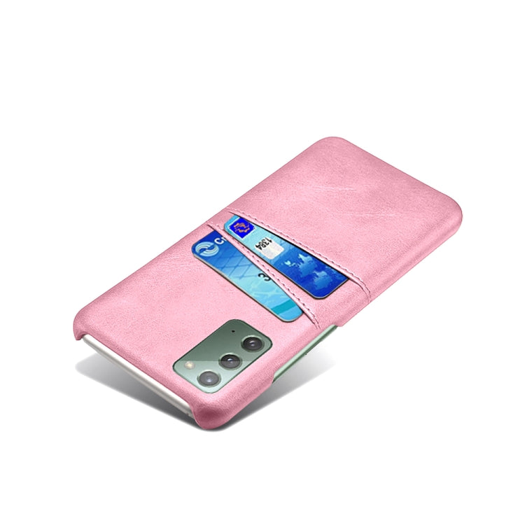 For Samsung Galaxy Note20 Calf Texture PC + PU Leather Back Cover Shockproof Case with Dual Card Slots