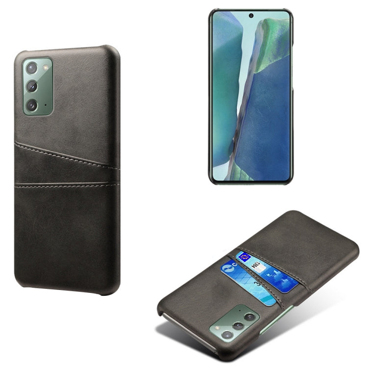 For Samsung Galaxy Note20 Calf Texture PC + PU Leather Back Cover Shockproof Case with Dual Card Slots