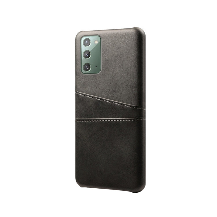 For Samsung Galaxy Note20 Calf Texture PC + PU Leather Back Cover Shockproof Case with Dual Card Slots
