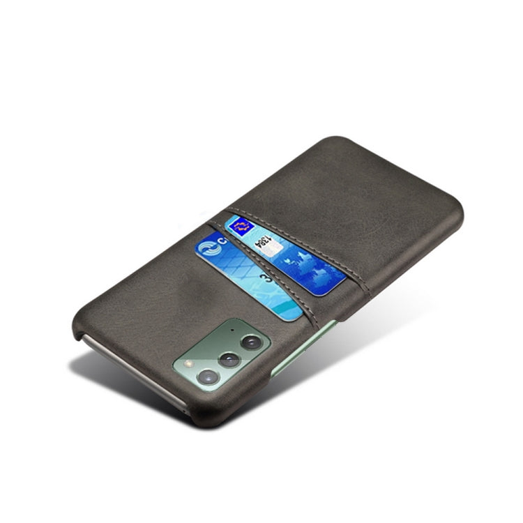 For Samsung Galaxy Note20 Calf Texture PC + PU Leather Back Cover Shockproof Case with Dual Card Slots