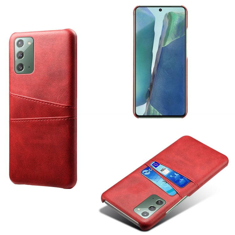For Samsung Galaxy Note20 Calf Texture PC + PU Leather Back Cover Shockproof Case with Dual Card Slots