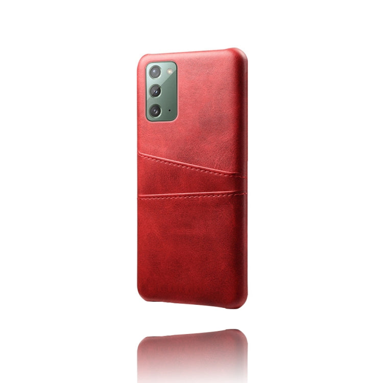 For Samsung Galaxy Note20 Calf Texture PC + PU Leather Back Cover Shockproof Case with Dual Card Slots