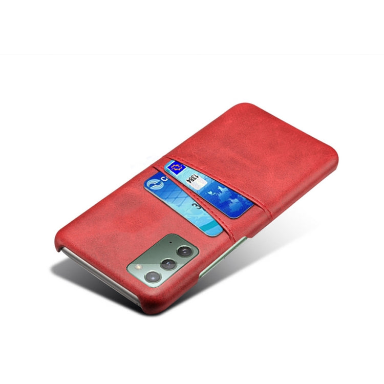 For Samsung Galaxy Note20 Calf Texture PC + PU Leather Back Cover Shockproof Case with Dual Card Slots