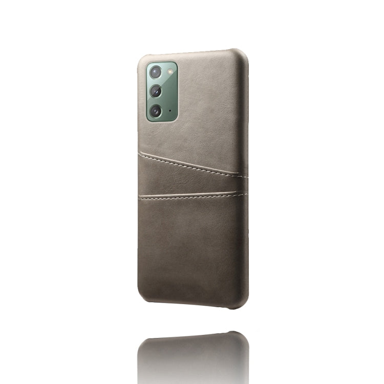 For Samsung Galaxy Note20 Calf Texture PC + PU Leather Back Cover Shockproof Case with Dual Card Slots