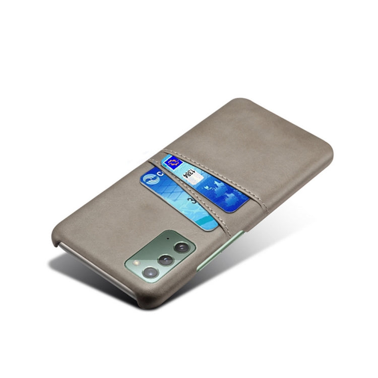 For Samsung Galaxy Note20 Calf Texture PC + PU Leather Back Cover Shockproof Case with Dual Card Slots