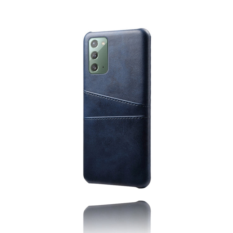 For Samsung Galaxy Note20 Calf Texture PC + PU Leather Back Cover Shockproof Case with Dual Card Slots
