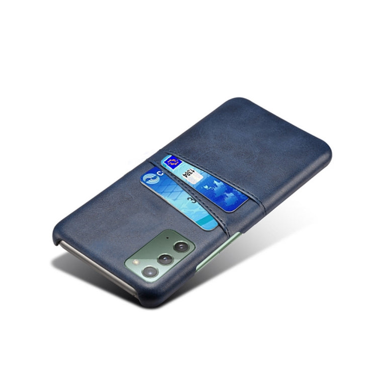 For Samsung Galaxy Note20 Calf Texture PC + PU Leather Back Cover Shockproof Case with Dual Card Slots