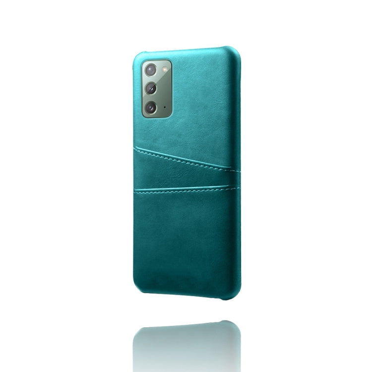 For Samsung Galaxy Note20 Calf Texture PC + PU Leather Back Cover Shockproof Case with Dual Card Slots