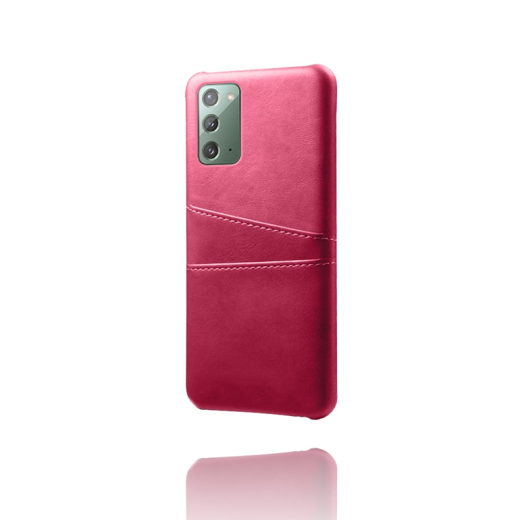 For Samsung Galaxy Note20 Calf Texture PC + PU Leather Back Cover Shockproof Case with Dual Card Slots