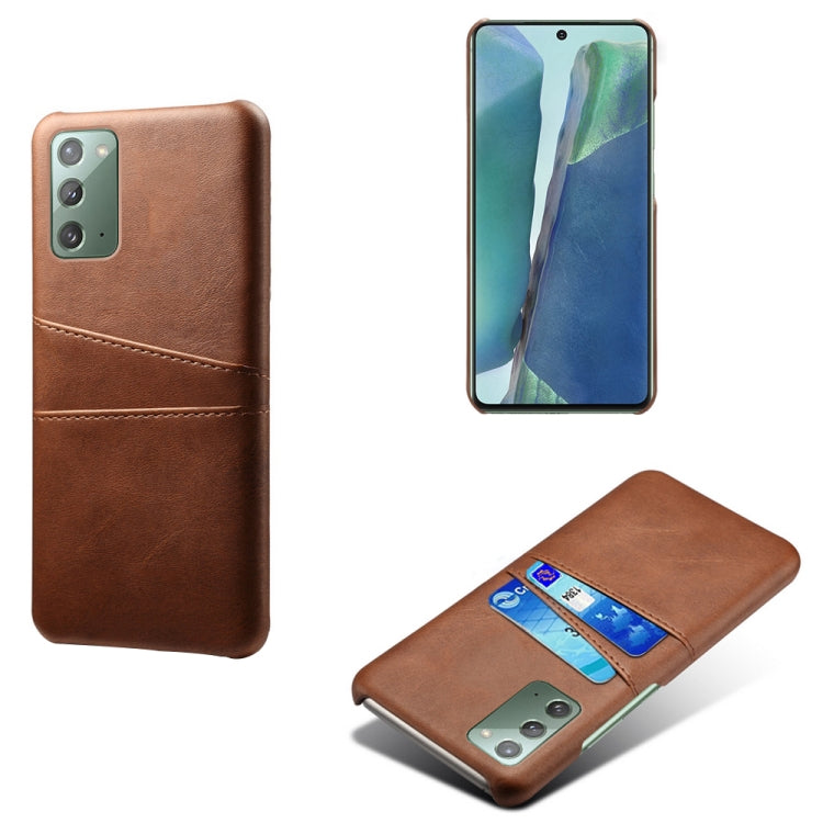 For Samsung Galaxy Note20 Calf Texture PC + PU Leather Back Cover Shockproof Case with Dual Card Slots