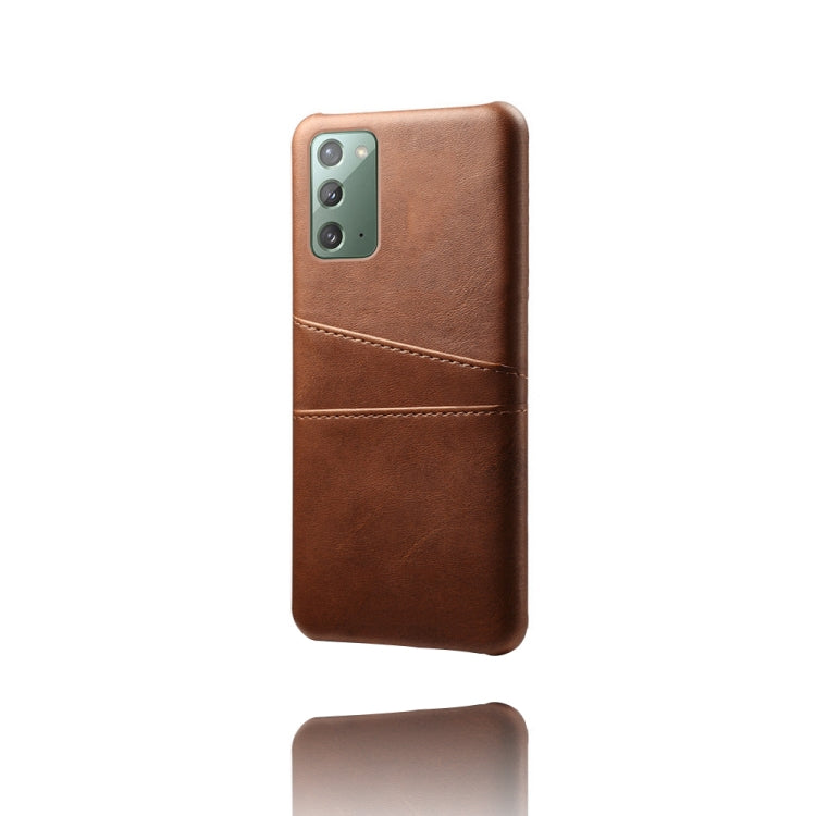 For Samsung Galaxy Note20 Calf Texture PC + PU Leather Back Cover Shockproof Case with Dual Card Slots