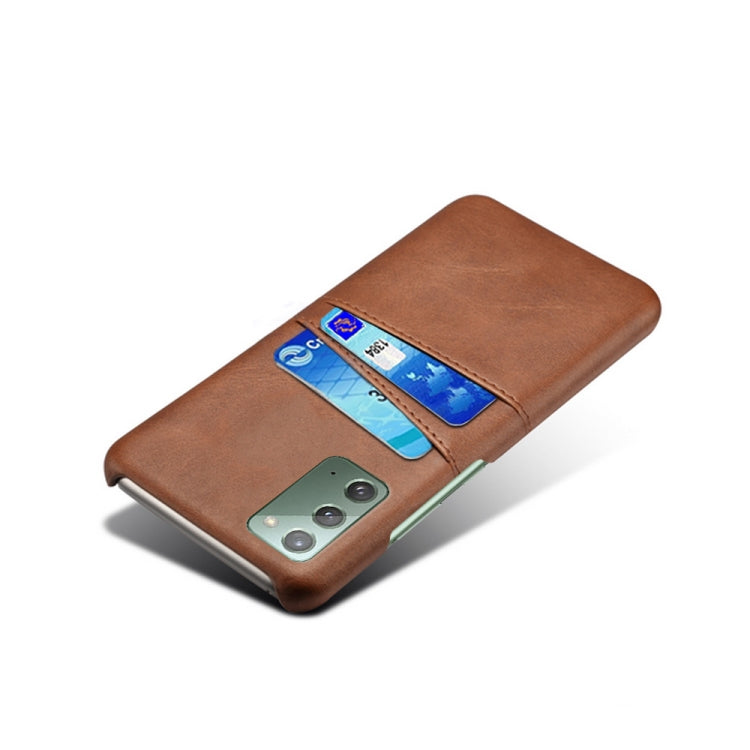 For Samsung Galaxy Note20 Calf Texture PC + PU Leather Back Cover Shockproof Case with Dual Card Slots