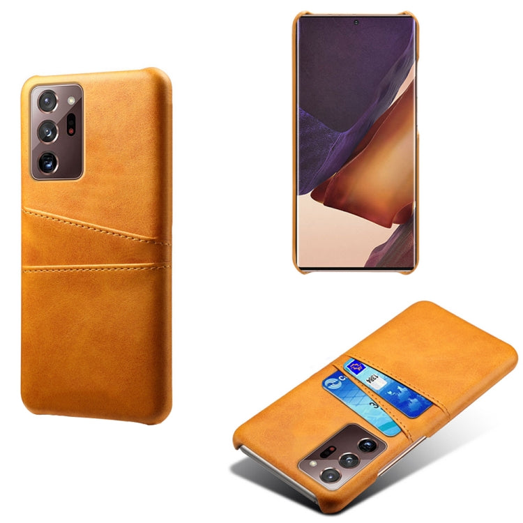 For Samsung Galaxy Note20 Ultra Calf Texture PC + PU Leather Back Cover Shockproof Case with Dual Card Slots