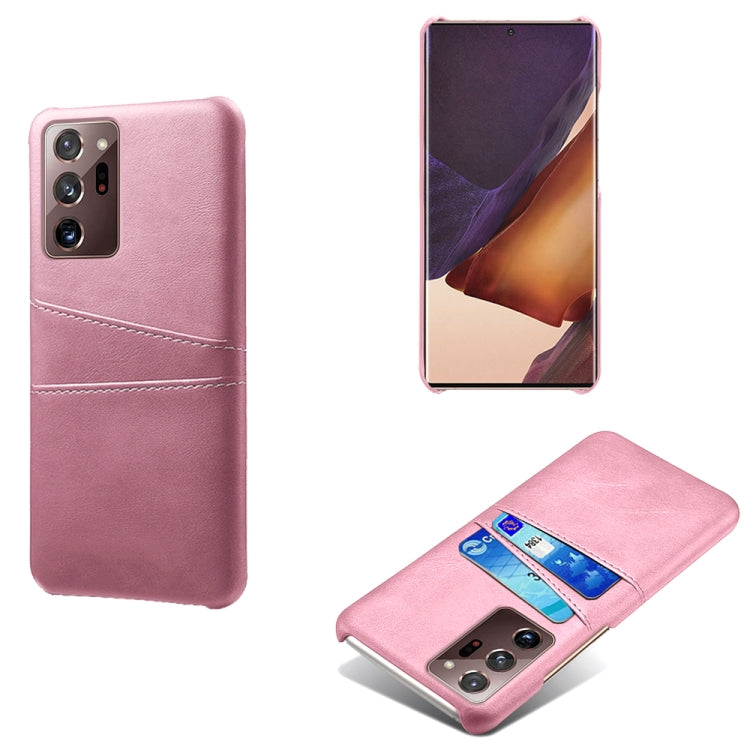 For Samsung Galaxy Note20 Ultra Calf Texture PC + PU Leather Back Cover Shockproof Case with Dual Card Slots