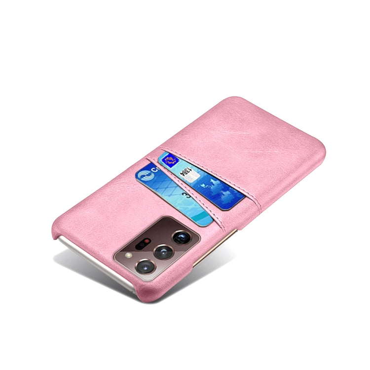 For Samsung Galaxy Note20 Ultra Calf Texture PC + PU Leather Back Cover Shockproof Case with Dual Card Slots
