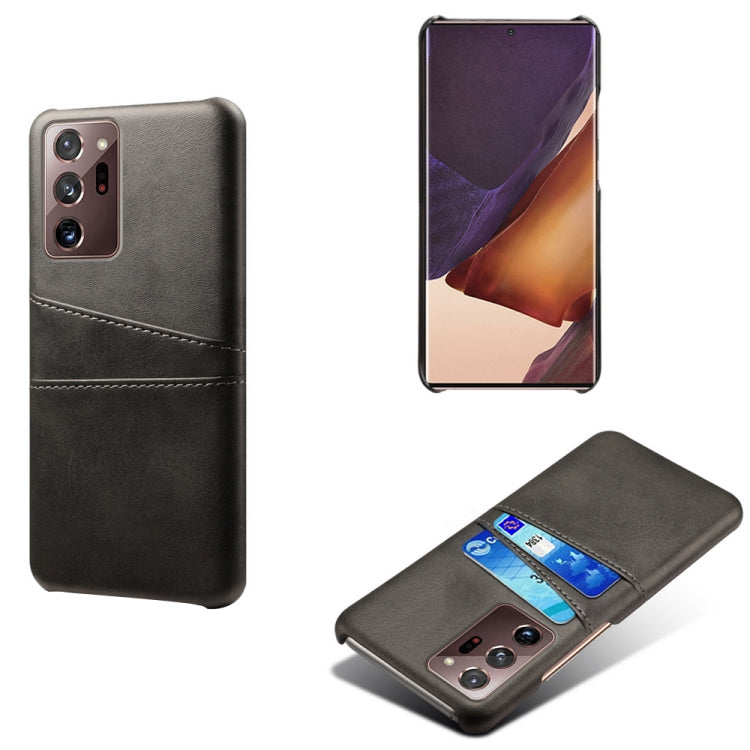 For Samsung Galaxy Note20 Ultra Calf Texture PC + PU Leather Back Cover Shockproof Case with Dual Card Slots