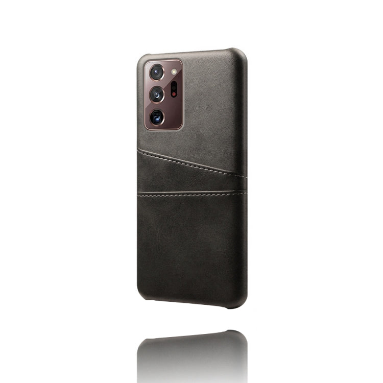 For Samsung Galaxy Note20 Ultra Calf Texture PC + PU Leather Back Cover Shockproof Case with Dual Card Slots