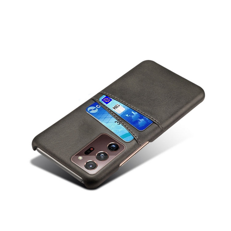 For Samsung Galaxy Note20 Ultra Calf Texture PC + PU Leather Back Cover Shockproof Case with Dual Card Slots