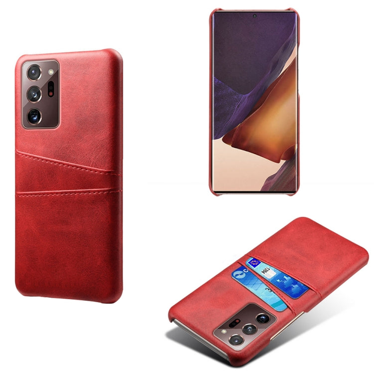 For Samsung Galaxy Note20 Ultra Calf Texture PC + PU Leather Back Cover Shockproof Case with Dual Card Slots