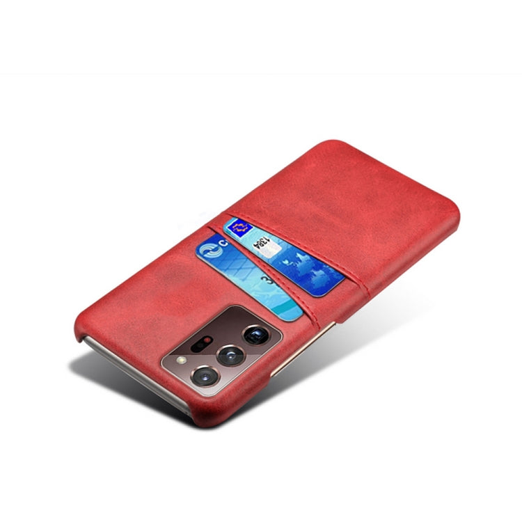 For Samsung Galaxy Note20 Ultra Calf Texture PC + PU Leather Back Cover Shockproof Case with Dual Card Slots