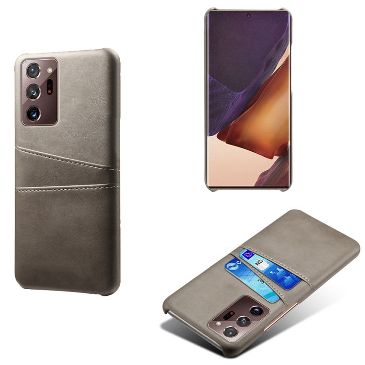 For Samsung Galaxy Note20 Ultra Calf Texture PC + PU Leather Back Cover Shockproof Case with Dual Card Slots