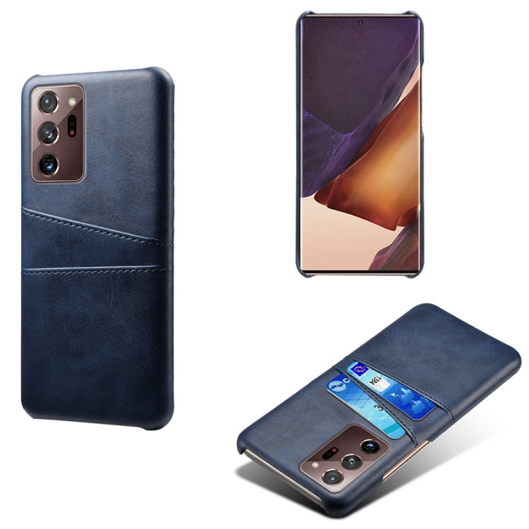 For Samsung Galaxy Note20 Ultra Calf Texture PC + PU Leather Back Cover Shockproof Case with Dual Card Slots