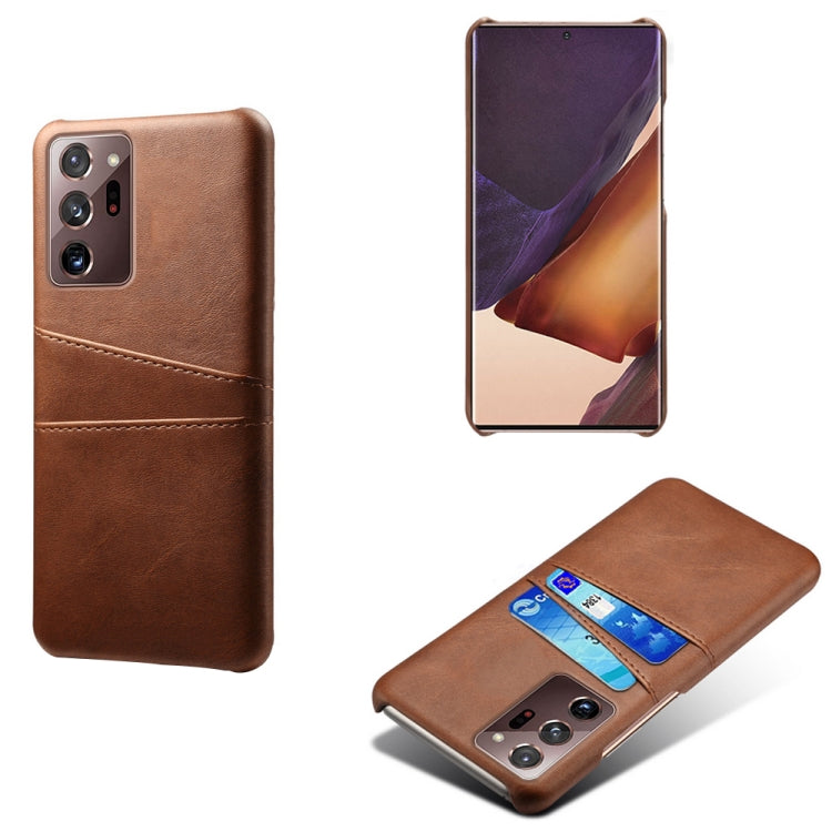 For Samsung Galaxy Note20 Ultra Calf Texture PC + PU Leather Back Cover Shockproof Case with Dual Card Slots