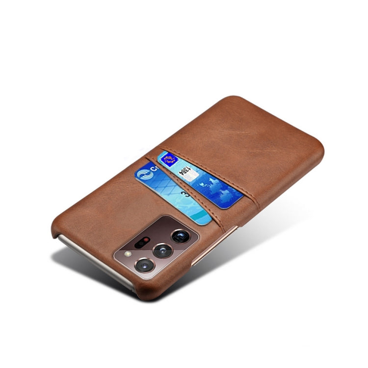 For Samsung Galaxy Note20 Ultra Calf Texture PC + PU Leather Back Cover Shockproof Case with Dual Card Slots