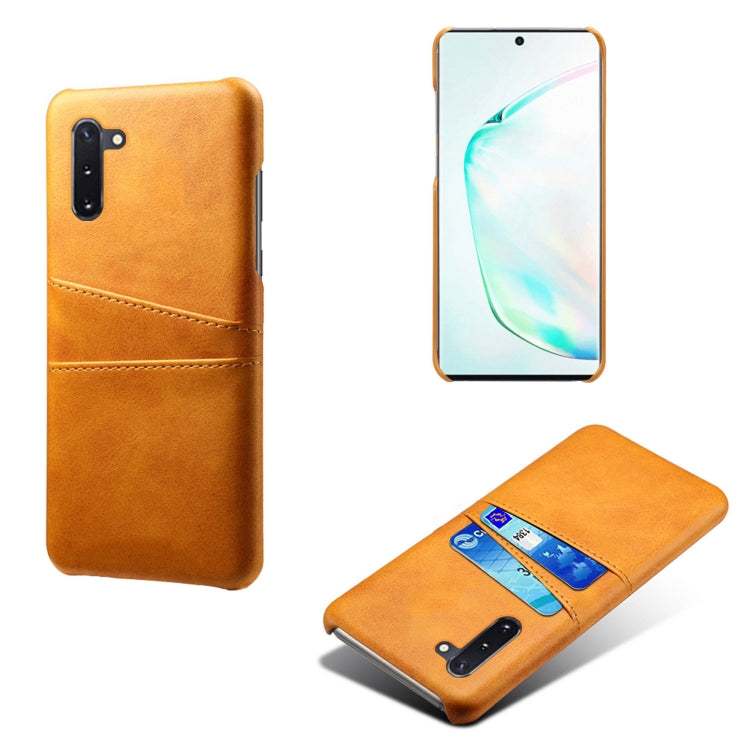 For Samsung Galaxy Note10 Calf Texture PC + PU Leather Back Cover Shockproof Case with Dual Card Slots