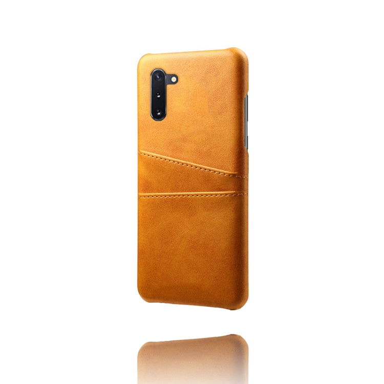 For Samsung Galaxy Note10 Calf Texture PC + PU Leather Back Cover Shockproof Case with Dual Card Slots