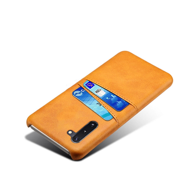For Samsung Galaxy Note10 Calf Texture PC + PU Leather Back Cover Shockproof Case with Dual Card Slots