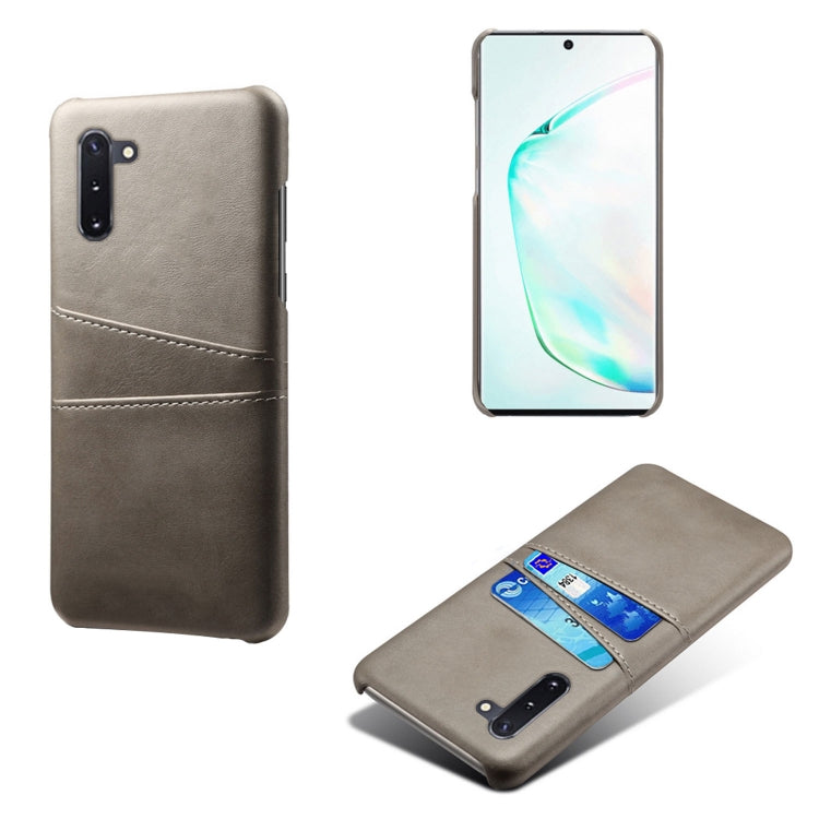 For Samsung Galaxy Note10 Calf Texture PC + PU Leather Back Cover Shockproof Case with Dual Card Slots