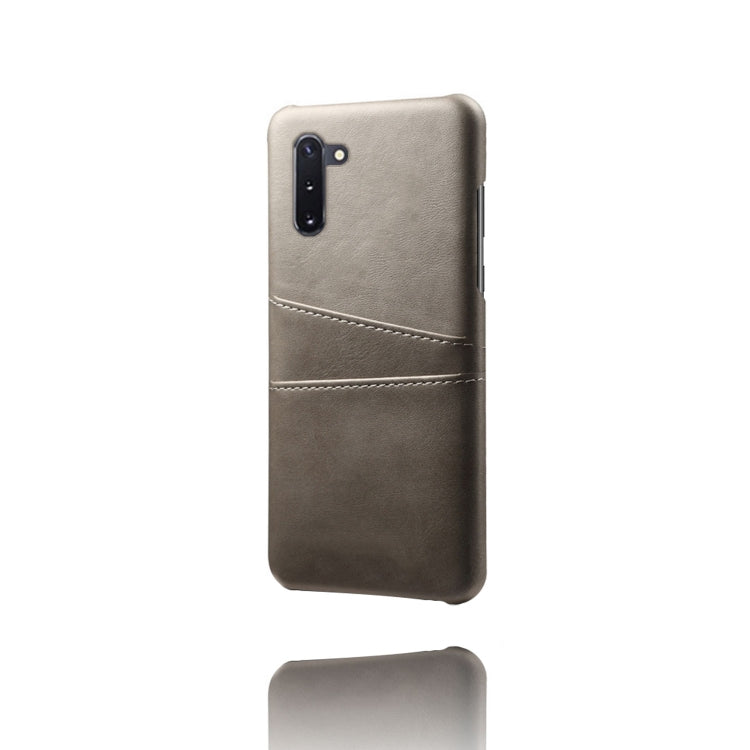 For Samsung Galaxy Note10 Calf Texture PC + PU Leather Back Cover Shockproof Case with Dual Card Slots