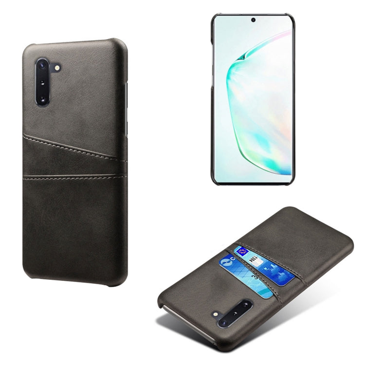 For Samsung Galaxy Note10 Calf Texture PC + PU Leather Back Cover Shockproof Case with Dual Card Slots