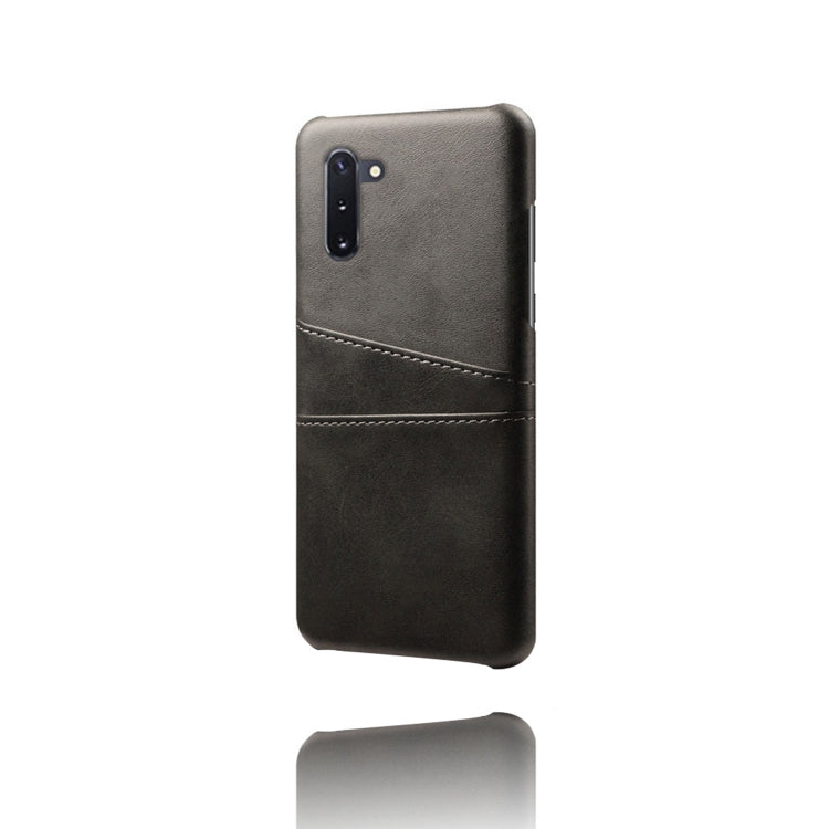 For Samsung Galaxy Note10 Calf Texture PC + PU Leather Back Cover Shockproof Case with Dual Card Slots