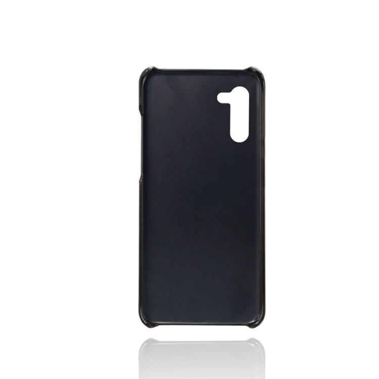 For Samsung Galaxy Note10 Calf Texture PC + PU Leather Back Cover Shockproof Case with Dual Card Slots